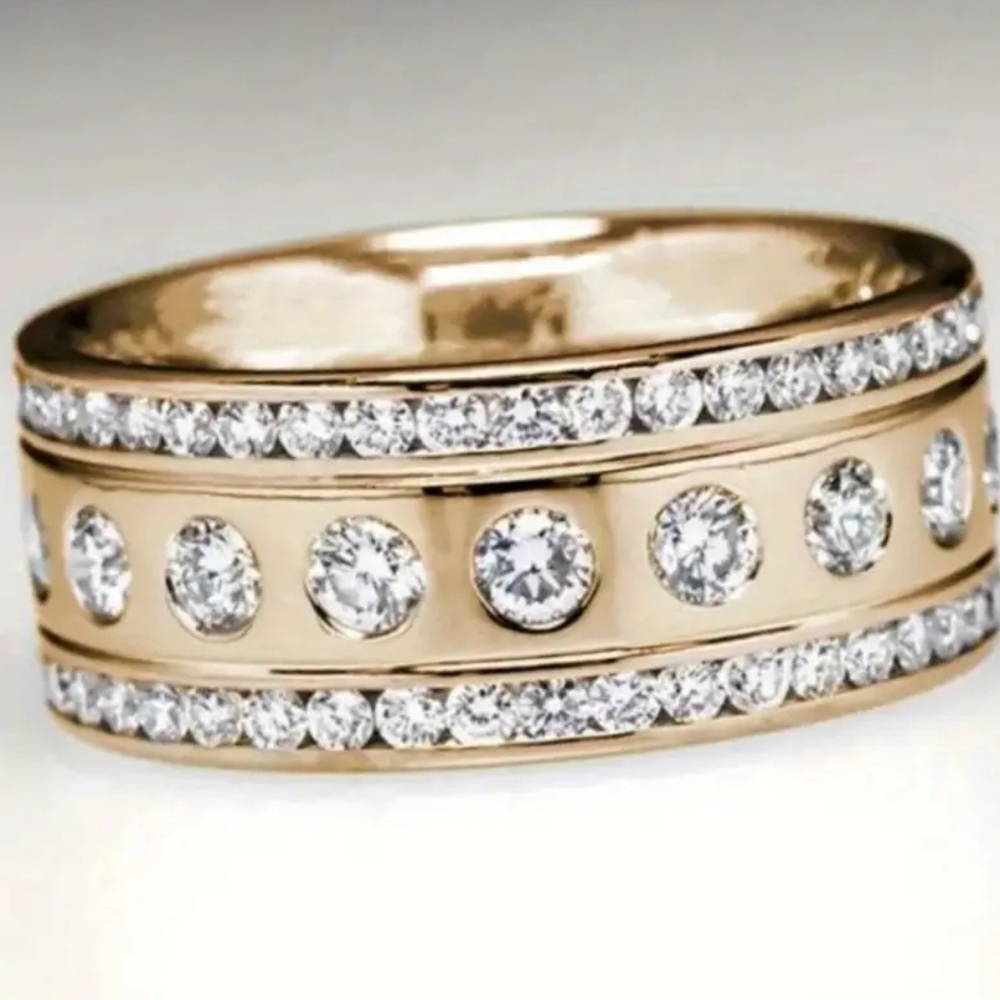 Elegant Gold Band with Crystal Accents